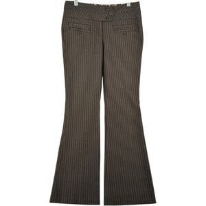 VTG 90s y2k Women's Brown Pinstripe Low Rise Joe Benbasset Flare Work Pants Sz 3